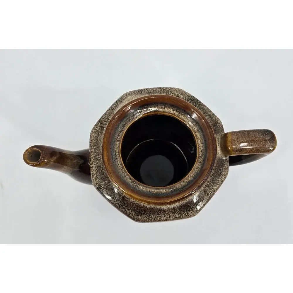 Vintage Cottagecore Brown Drip‎ Glaze Stoneware Teapot